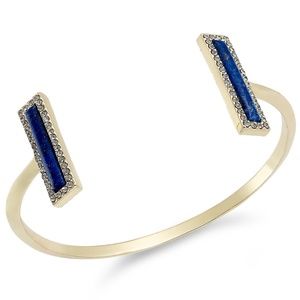 House of Harlow Gold-Tone Blue Bar Cuff Bracelet